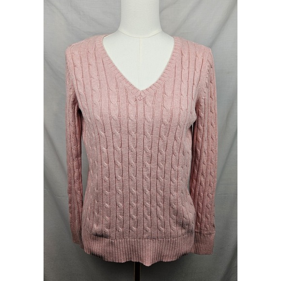 St. John's Bay Sweaters - St. Johns Bay Womens Cable Knit Sweater‎ Pink Med Coquette Feminine Fisherman
